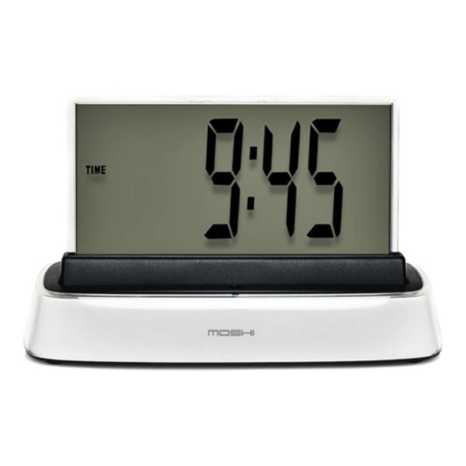 Digital desk clock. Black text. It's 9:45 y'all